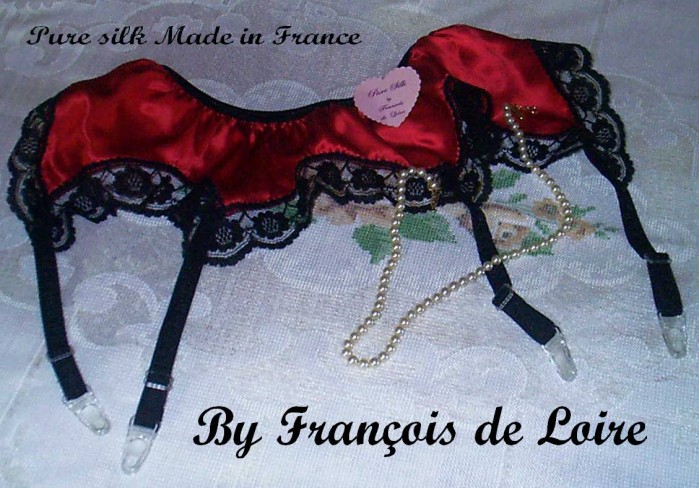 red silk suspender belt